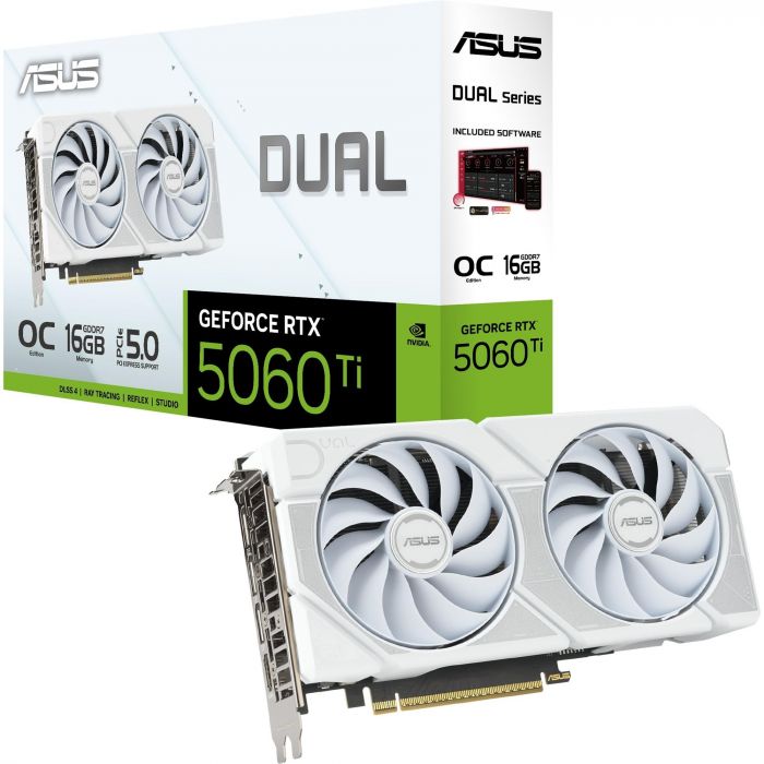 Відеокарта GF RTX 5060 Ti 16GB GDDR7 Dual OC White Asus (DUAL-RTX5060TI-O16G-WHITE)