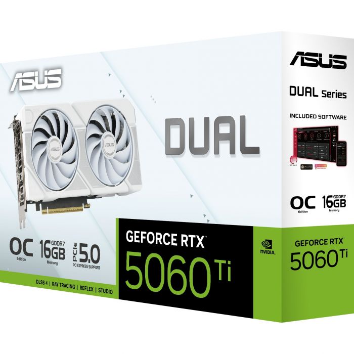 Відеокарта GF RTX 5060 Ti 16GB GDDR7 Dual OC White Asus (DUAL-RTX5060TI-O16G-WHITE)