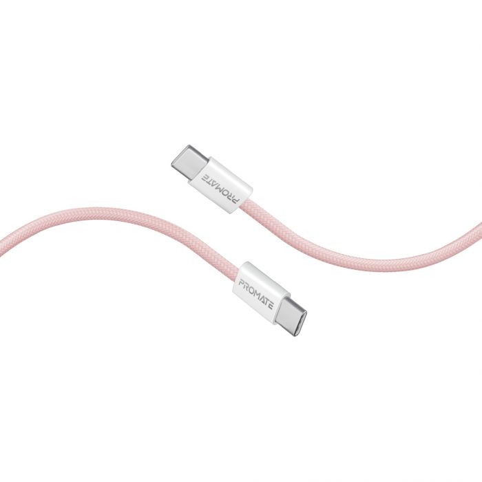 Кабель Promate EcoLine-CC200 USB Type-C - USB Type-C (M/M), 3 A, 60 W, 2 м, Pink