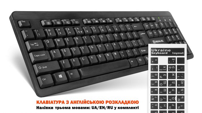 Комплект (клавіатура, миша) REAL-EL Standard 504 Kit Black (EL123100037)