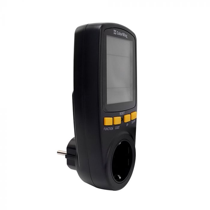Енергометр цифровий (W/V/A/C/Hz/KWh) СolorWay для розетки (16A/3680W) (CW-VM16-02D)