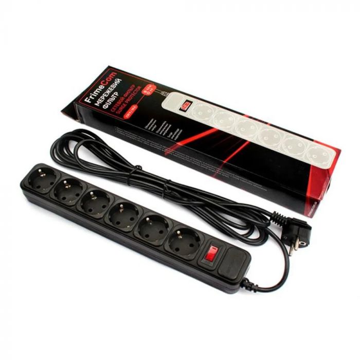 Фільтр живлення FrimeCom (FC-B4006W 4.5 B) 6 розеток, 4.5 м, чорний