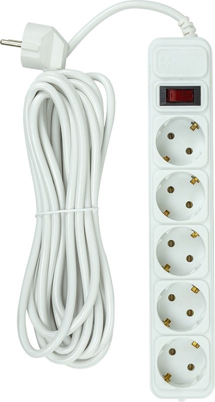 Фільтр живлення PowerPlant JY-1056/5B 5 розеток, 5м 100% медь, White (EX610587)