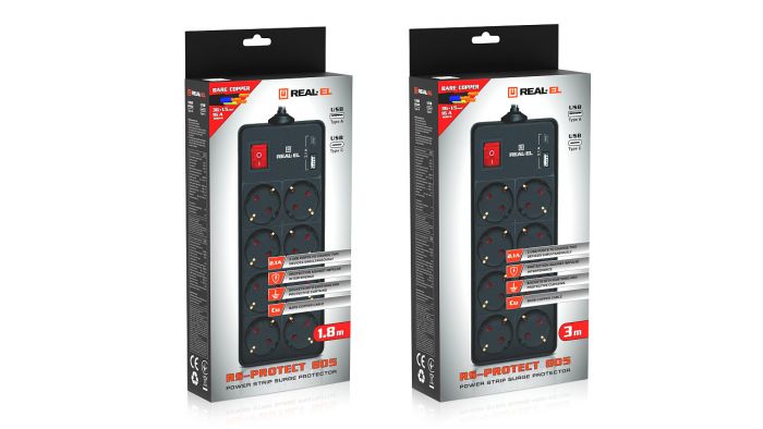 Фільтр живлення REAL-EL RS-Protect 805 1.8м Black (EL122300042)