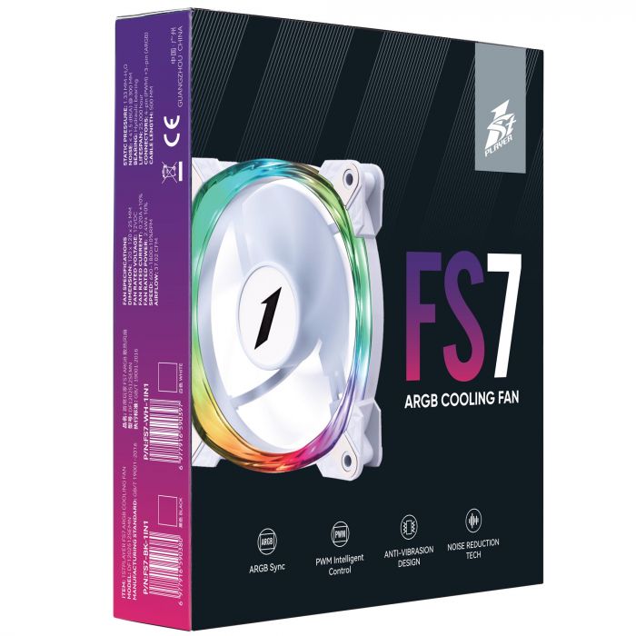 Вентилятор 1stPlayer FS7 White (FS7-WH-1IN1)