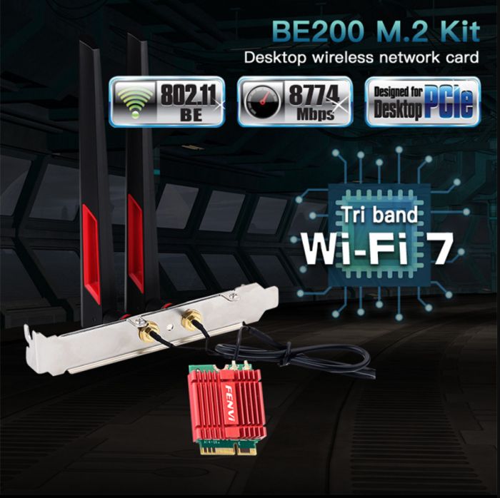 Бездротовий адаптер Fenvi FV-BE200NG Wi-Fi 7, Bluetooth 5.4 Adapter, Tri-band 2.4G/5G/6GHz