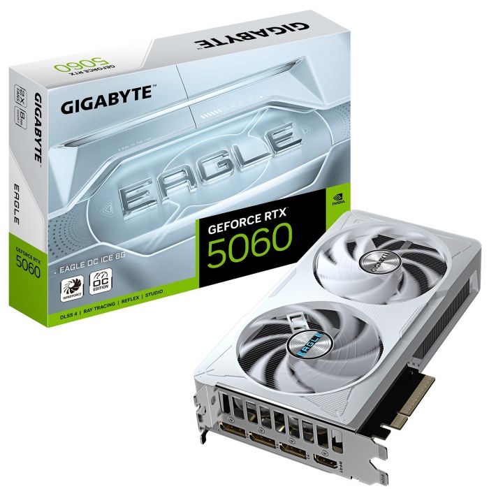 Відеокарта GF RTX 5060 8GB GDDR7 Eagle OC Ice Gigabyte (GV-N5060EAGLEOC ICE-8GD)
