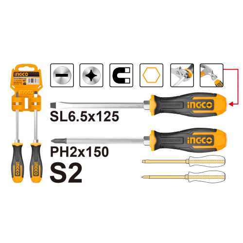 Набір викруток S2 ударних 2 шт. INGCO INDUSTRIAL