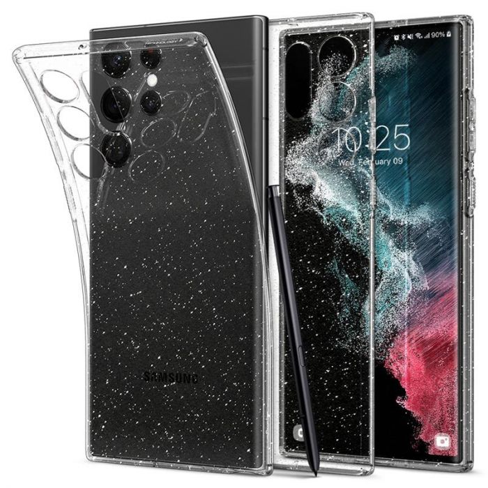 Чохол-накладка Spigen Liquid Crystal Glitter для Samsung Galaxy S22 Ultra SM-S908 Crystal Quartz (ACS03913)