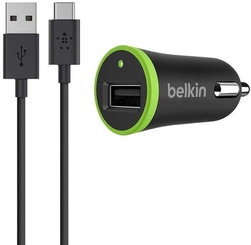 Автомобільний зарядний пристрій Belkin (1USB, 2.4A) Black (F7U002bt06-BLK) + кабель Type-C_OEM