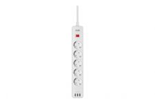 Мережевий фільтр 2E 5хSchuko, 2 м (2E-SP515M2USBWH)