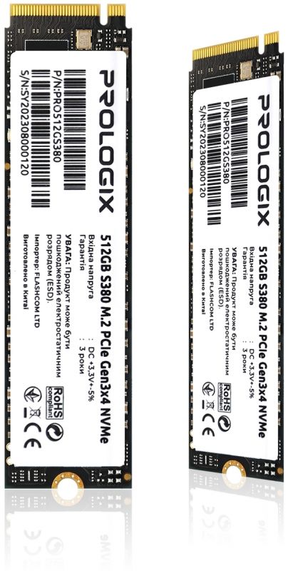 Накопичувач SSD  512GB Prologix S380 M.2 2280 PCIe 3.0 x4 NVMe 3D TLC (PRO512GS380)_Bulk