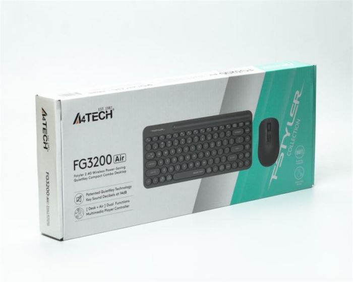 Комплект (клавіатура, миша) бездротовий A4Tech Fstyler FG3200 Air Grey