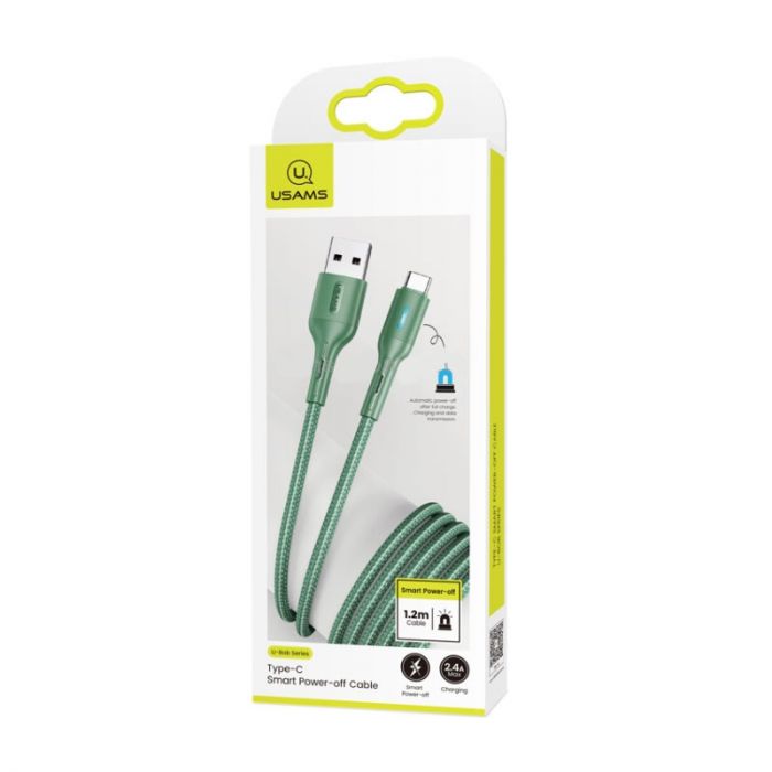 Кабель Usams US-SJ460 USB - USB Type-C (M/M), 1.2 м, Green (SJ460USB02)