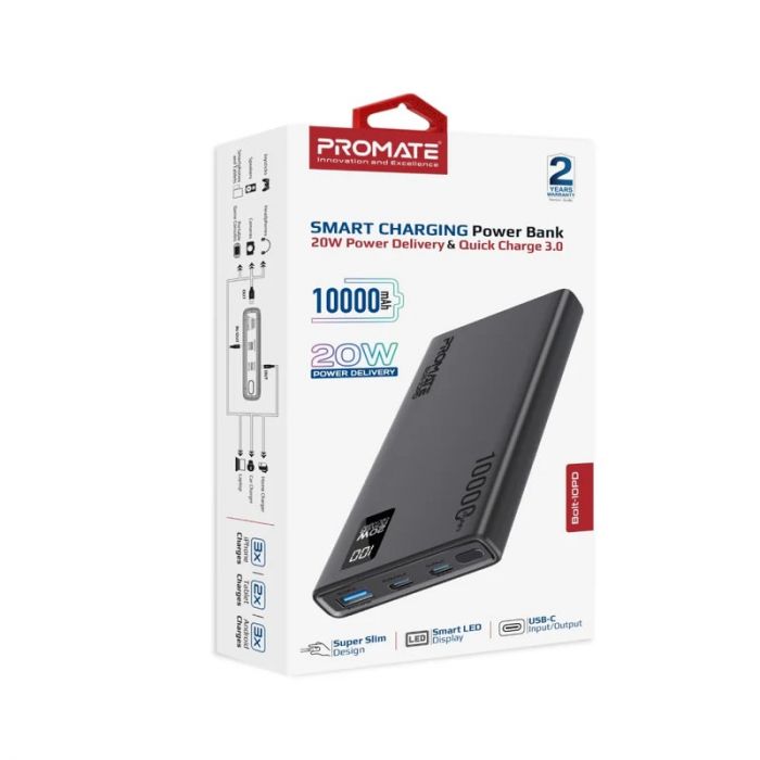 Універсальна мобільна батарея Promate Bolt-10PD Black 10000mAh