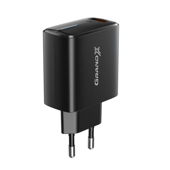 Мережевий зарядний пристрій Grand-X Quick Charge 3.0 (1xUSB 1.5-3A) Black (CH-550B)