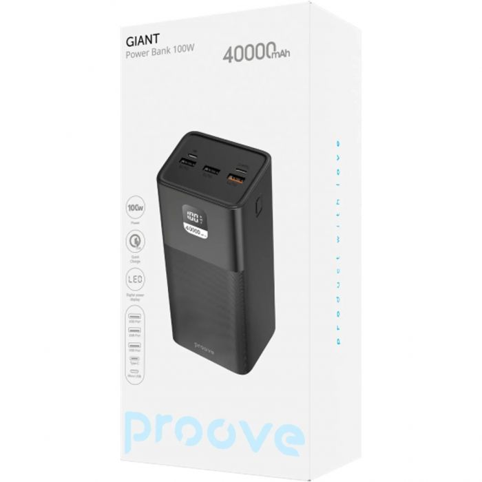 Універсальна мобільна батарея Proove Giant Lite 22.5W 40000mAh Black (PBGI20312201)