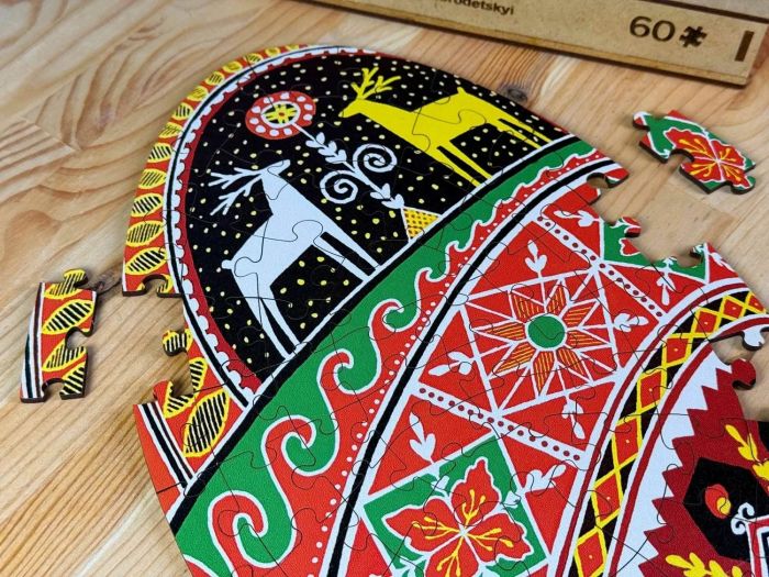 Пазл дерев`яний UkrainianPuzzles Писанка у візерунках Тараса Городецького