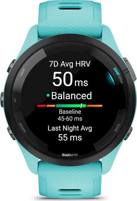 Смарт-годинник Garmin Forerunner 265 Black Bezel with Aqua Case and Aqua/Black Silicone Band (010-02810-52)