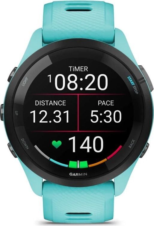 Смарт-годинник Garmin Forerunner 265 Black Bezel with Aqua Case and Aqua/Black Silicone Band (010-02810-52)