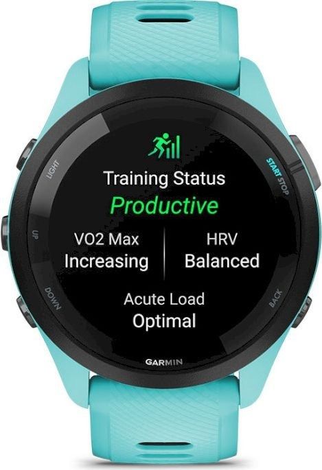 Смарт-годинник Garmin Forerunner 265 Black Bezel with Aqua Case and Aqua/Black Silicone Band (010-02810-52)