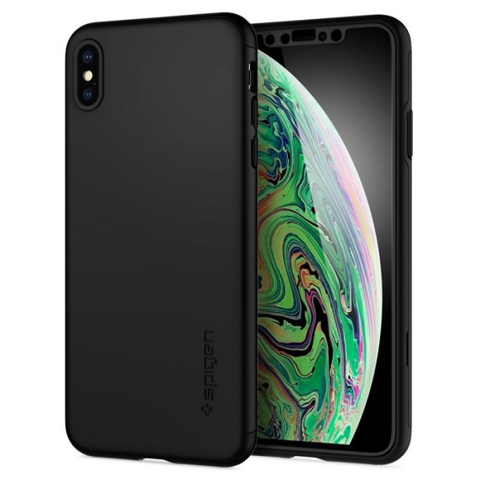 Чохол-накладка Spigen Thin Fit 360 для Apple iPhone XS Max Black (065CS24846) + скло
