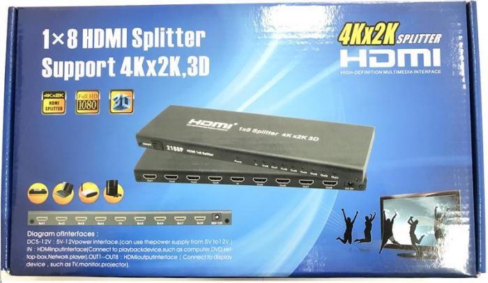 Розгалужувач (спліттер) Atcom (AT7688) HDMI 8 портів, підтримка UHD 4K