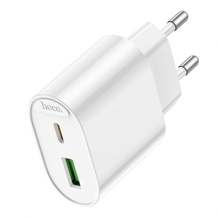 Мережевий зарядний пристрій Hoco C109A 1USB-C/1USB PD/QC 20W White (6942007656719)