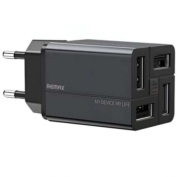 Мережевий зарядний пристрій Remax RP-U43 Wanfu (EU) (4USB 3.4А) Black (6972174153667)