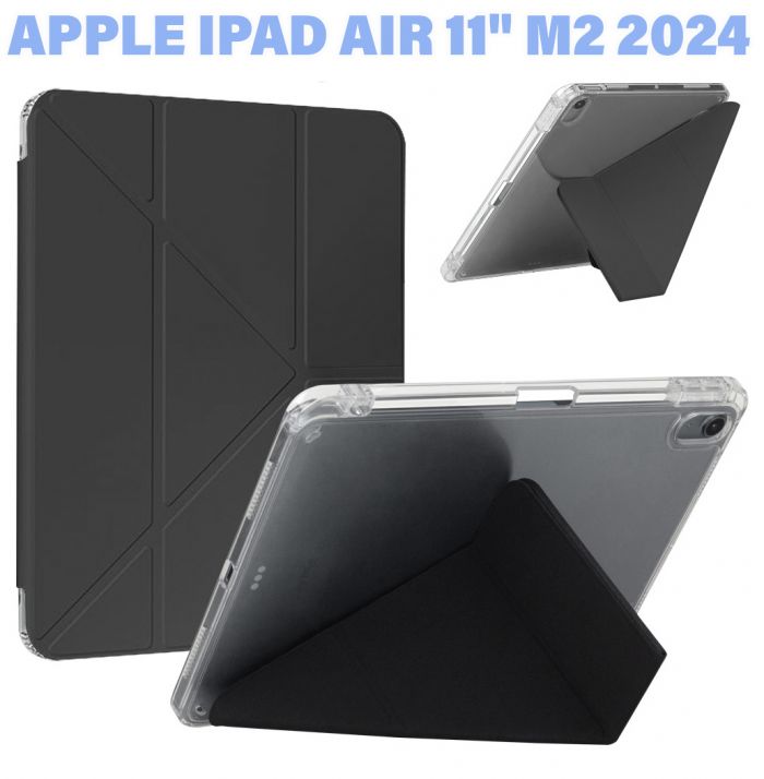 Чохол-книжка BeCover Ultra Slim Origami Transparent з кріпленням Apple Pencil для Apple iPad Air 11" M2 2024 Black (711389)