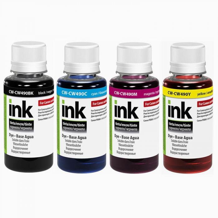 Комплект чорнил ColorWay Canon PIXMA G1400/G2400/G3400 BK/С/M/Y (ColorWay-CP490/ColorWay490SET01) 4*100мл