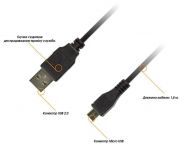 Кабель Piko USB - micro USB V2.0 (M/M), 1 м, Black (1283126474088)