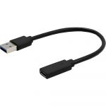 Адаптер Cablexpert USB - USB Type-C V 3.0 (M/F), 0.1 м, чорний (A-USB3-AMCF-01)