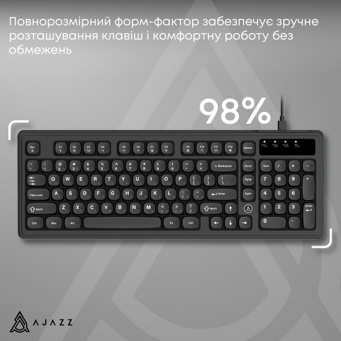 Клавіатура Ajazz AF98 Black USB-C Black (AF98-B)