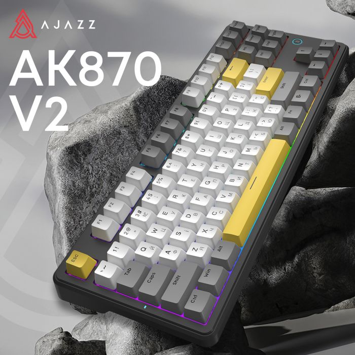 Клавіатура Ajazz AK870 V2 Flying Fish Switch Black USB-C (AK870-V2-FF-BGY)