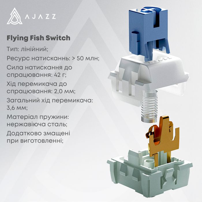 Клавіатура Ajazz AK870 V2 Flying Fish Switch White USB-C (AK870-V2-FF-BWB)