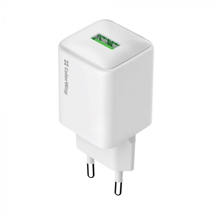 Мережевий зарядний пристрій ColorWay 1USB Quick Charge 3.0 (18W) V2 White (CW-CHS063Q-WT)