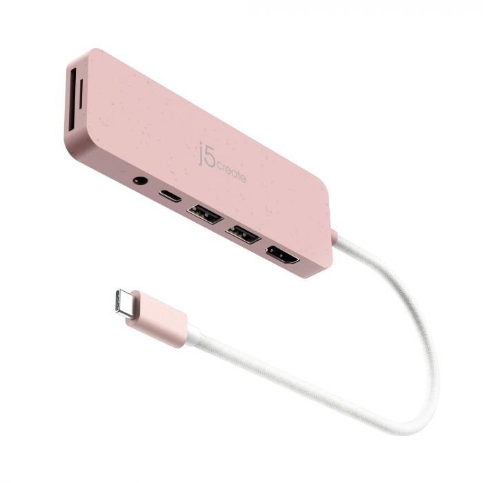 USB-хаб J5create USB-C 6-в-1 Rose (JCD373ER-N)
