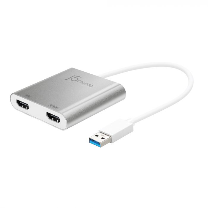 Адаптер J5create USB-A - 2 HDMI (M/F), Silver (JUA365-N)