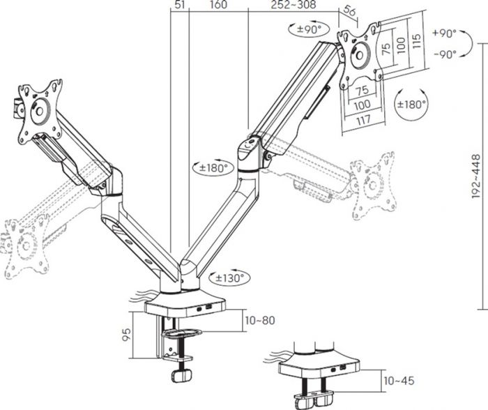 Кріплення настільне для двох моніторів OfficePro 17-35" Black (MA452B)