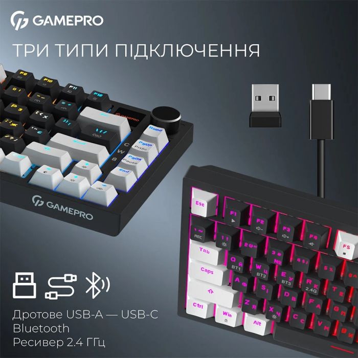 Клавіатура бездротова GamePro Asgard Valhalla Pro Black (MK160B-D-Pro)
