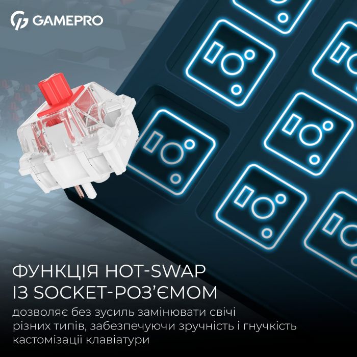 Клавіатура бездротова GamePro Asgard Drakkar Keychron Super Red Switch Blue (MK305BL)