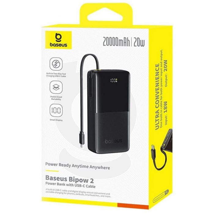 Універсальна мобільна батарея Baseus Bipow 2 Digital Display 20000mAh 20W Black (P10077101113-01)