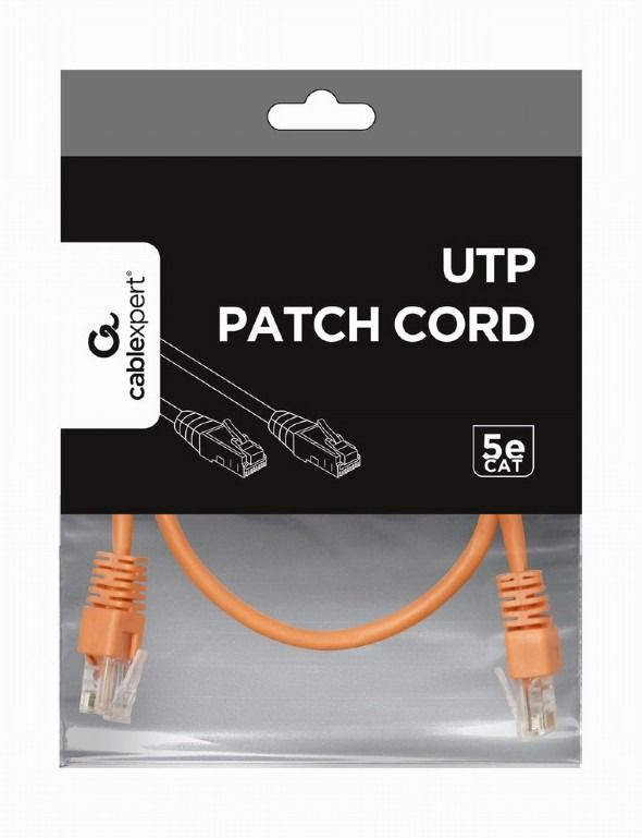 Патч-корд UTP Cablexpert (PP12-0.5M/O) літий, 50u "штекер із засувкою, 0.5 м, помаранчевий