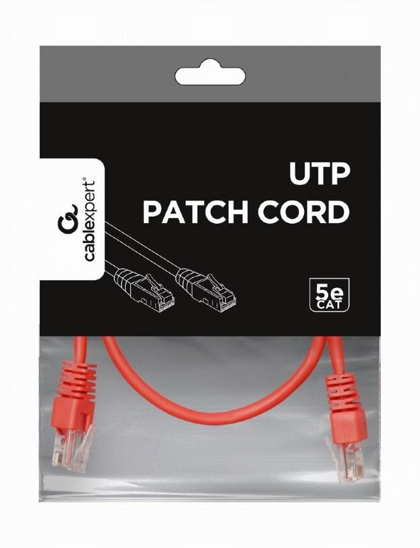 Патч-корд UTP Cablexpert (PP12-0.5M/R) литий, 50u "штекер із засувкою, 0.5 м, червоний