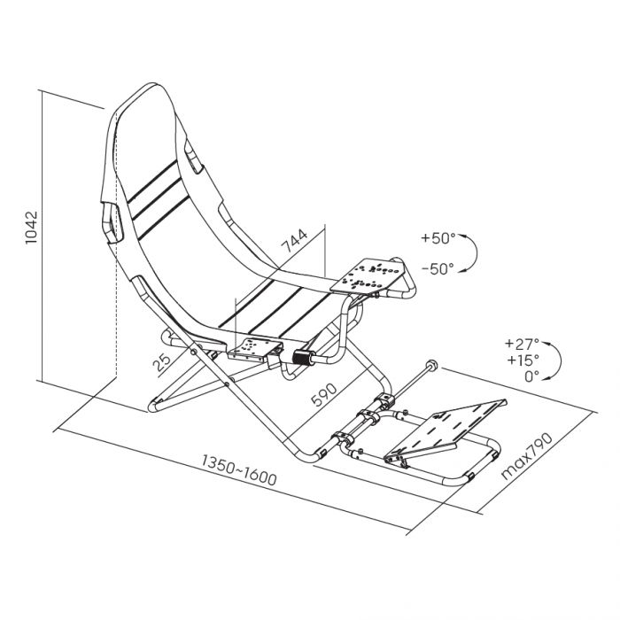 Крісло-кокпіт із кріпленням для керма, педалей та коробки передач GamePro RS400B Black
