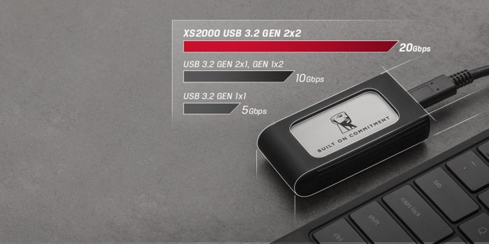 Накопичувач зовнішній SSD Portable 1ТB Kingston XS2000 BoC Silver (SXS2000/1000GA)