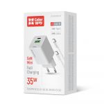 Мережевий зарядний пристрій ColorWay GaN Mini 35W PD Port PPS USB (Type-C PD + USB QC4.0) White (CW-CHS055PDC-WT) + кабель USB Type-C