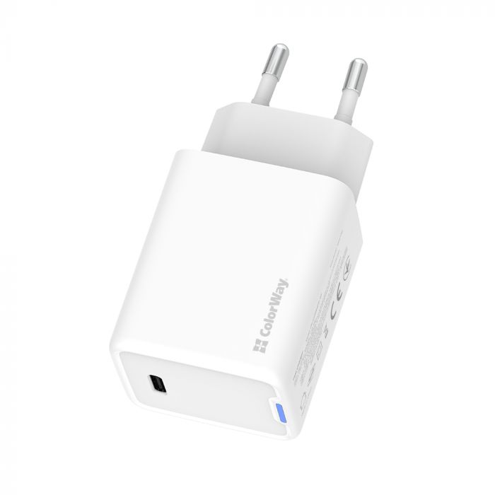 Мережевий зарядний пристрій ColorWay GaN Mini 45W PD Port PPS USB-C White (CW-CHS057PD-WT)