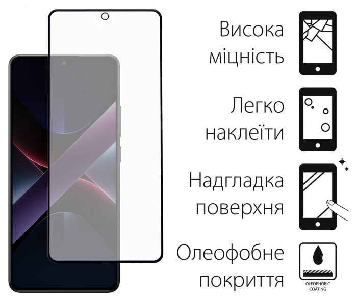 Захисне скло Dengos для Poco X7 Pro Black Full Glue (TGFG-393) 